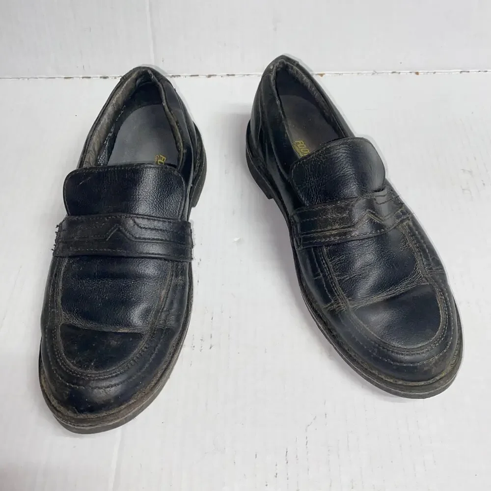 Footonic II Black Leather Slip-On Loafer Shoes Men's Size 8 Vintage